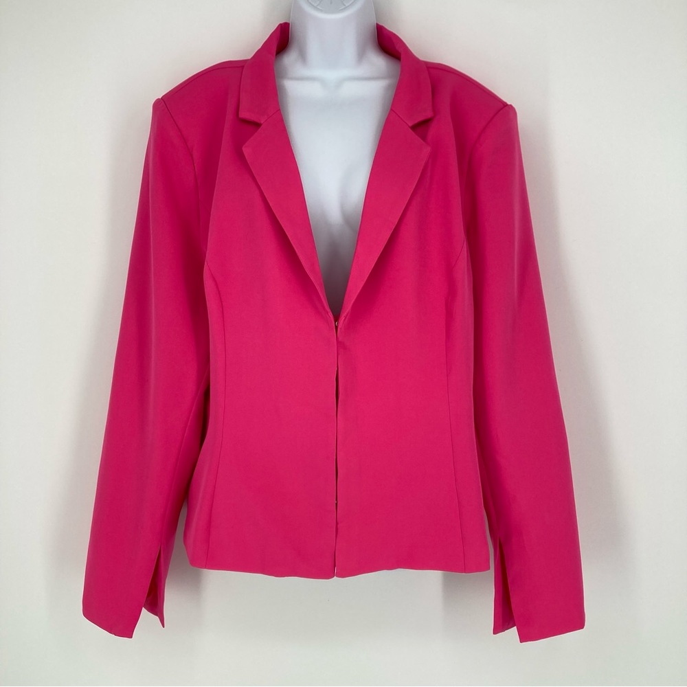 PrettyLittleThing Blazer Split Cuff Barbie Pink Seam Front Fitted Womens Plus 20